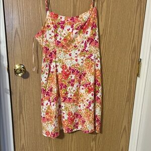 Floral Midi Dress - Pink and Orange